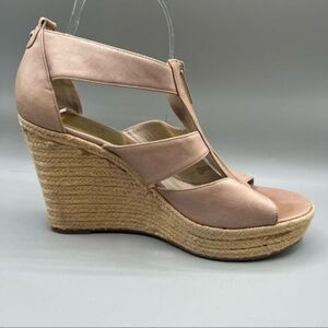 Michael Kors Damita Espadrille Leather Wedge Sandals